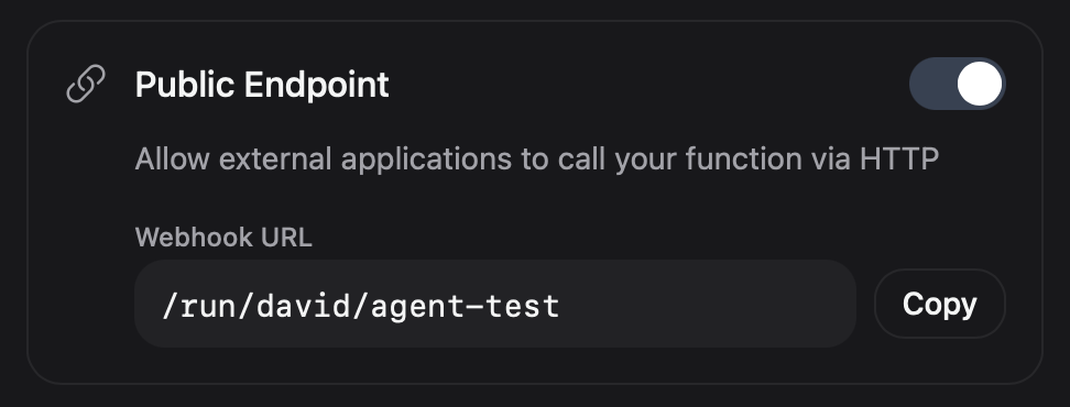 Webhook trigger URL in microfn